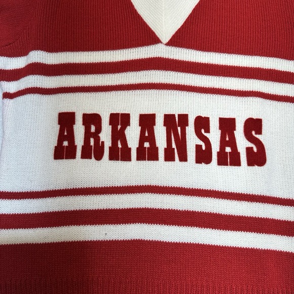 Rare Vintage Arkansas Razorback V Neck Womens Knit Sweater Size Med Made In USA - Picture 7 of 8